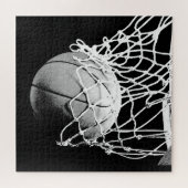 Einzigartiger moderner schwarzer weißer Basketball Puzzle (Horizontal)