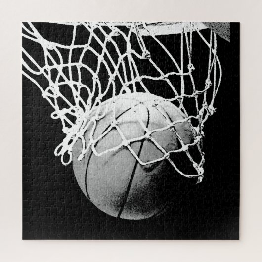 Einzigartiger moderner schwarzer weißer Basketball Puzzle (Vertikal)