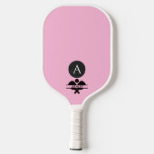 Einzigartiger Monogramm-Name Rosa Weiß Pickleball Schläger (Rückseite)