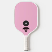 Einzigartiger Monogramm-Name Rosa Weiß Pickleball Schläger (Vorderseite)