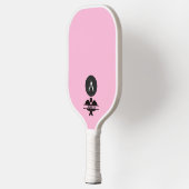 Einzigartiger Monogramm-Name Rosa Weiß Pickleball Schläger (Links)