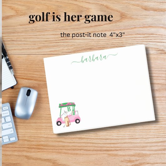 Einzigartiger Name für Golf Gal Cart Monogram Post-it Klebezettel