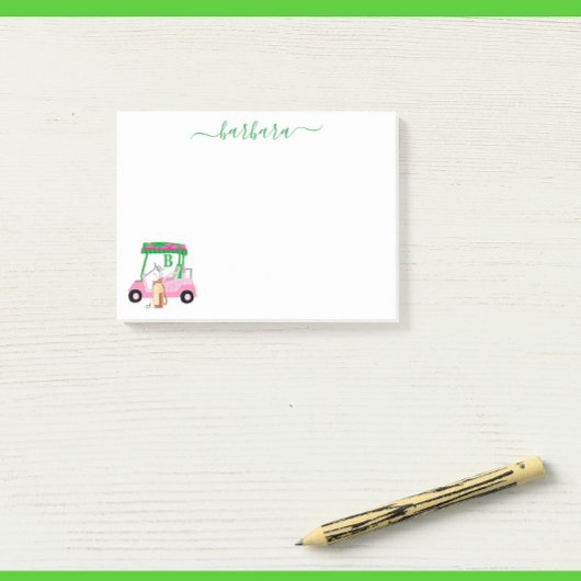 Einzigartiger Name für Golf Gal Cart Monogram Post-it Klebezettel