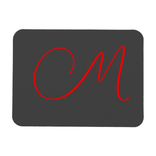 Einzigartiger Name für graue kalligraphische Monog Magnet (Horizontal)