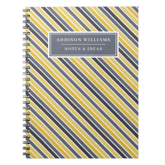 Einzigartiger Name Gelber grauer Streifen Notizblock (Vorderseite)