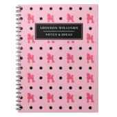 Einzigartiger Name Girly Pink Black Poodles Muster Notizblock (Vorderseite)