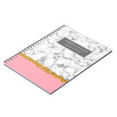 Einzigartiger Name Gray Marble Gold Glitzer Journa Notizblock (Linke Seite)