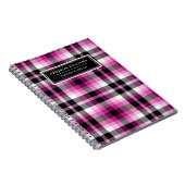 Einzigartiger Name Hot Pink Kariertes Muster Notizblock (Rechte Seite)