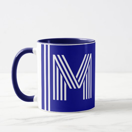 Einzigartiger Name & Initiale | Bestes Navyblaues Tasse (Links)