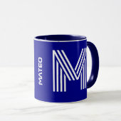 Einzigartiger Name & Initiale | Bestes Navyblaues Tasse (VorderseiteRechts)