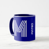 Einzigartiger Name & Initiale | Bestes Navyblaues Tasse (Vorderseite Links)