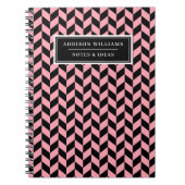 Einzigartiger Name Pink Black Herringbone Pattern Notizblock (Vorderseite)