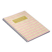 Einzigartiger Name Pink Gold Stripe Muster individ Notizblock (Rechte Seite)