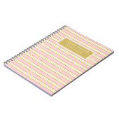 Einzigartiger Name Pink Gold Stripe Muster individ Notizblock (Linke Seite)