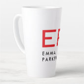 Einzigartiger Name Schwarz-weiß Trendy Red Monogra Milchtasse (Linke Ecke)
