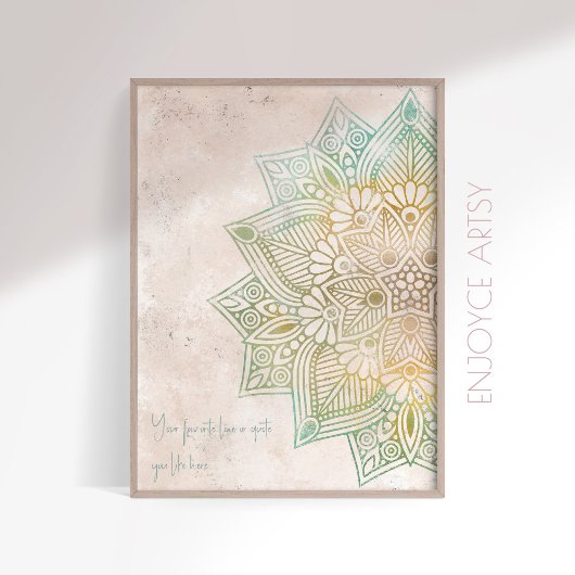 Einzigartiger neataler Ton Goldmandala indische Wa Poster