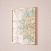 Einzigartiger neataler Ton Goldmandala indische Wa Poster