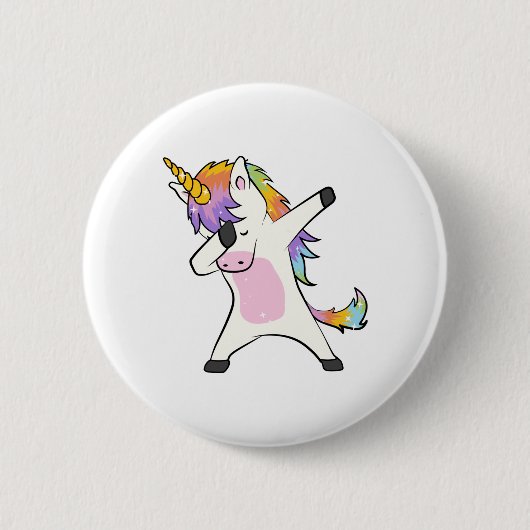Einzigartiger niedlicher Unicorn-betupfender Knopf Button (Vorderseite)