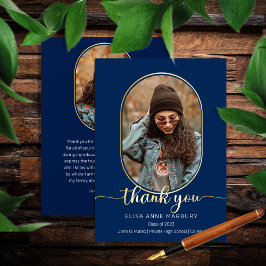 Einzigartiger Oblong 2 Foto Collage Abschluss Viel Dankeskarte