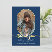 Einzigartiger Oblong 2 Foto Collage Abschluss Viel Dankeskarte (Stehend Vorderseite)