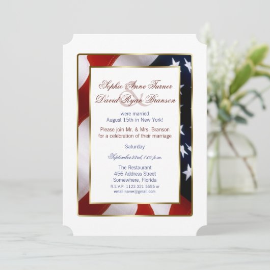 Einzigartiger Patriotic Elegant USA Flag Abend Hoc Einladung (Stehend Vorderseite)