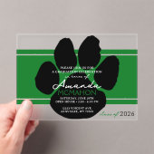 Einzigartiger Pawprint in Grün und Schwarz Abschlu Acryleinladungen (Insitu (Handheld))