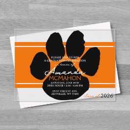Einzigartiger Pawprint in Orange und Schwarz Absch Acryleinladungen