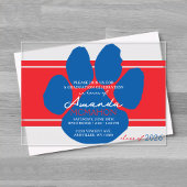 Einzigartiger Pawprint Rot & Blau Abschluss Elegan Acryleinladungen