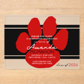 Einzigartiger Pawprint Schwarzer und Roter Abschlu Acryleinladungen (Vorderseite)