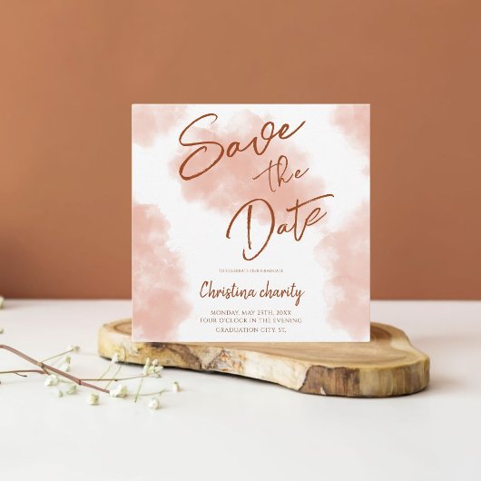 Einzigartiger Peach Fuzz Abschluss Save The Date