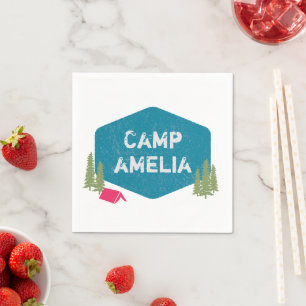 Einzigartiger personalisierter Camp-Name Geburtsta Serviette