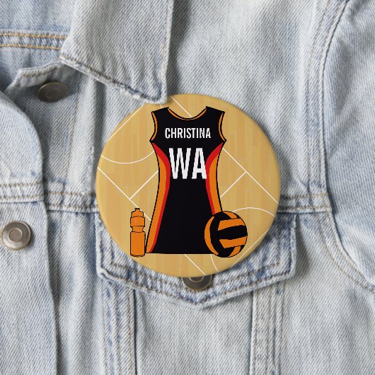 Einzigartiger Personalisierter Netball Button (Beispiel)