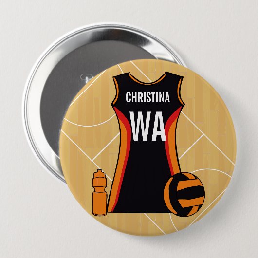 Einzigartiger Personalisierter Netball Button (Vorne & Hinten)