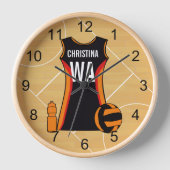 Einzigartiger personalisierter Netball Uhr (Vorderseite)