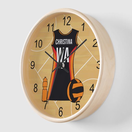 Einzigartiger personalisierter Netball Uhr (Winkel)