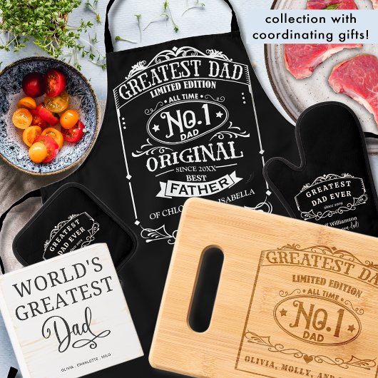Einzigartiger Personalisierter Vatertag, Schwarz u Schürze