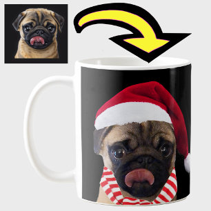 Einzigartiger personalisierter Weihnachtsmann-Hund Kaffeetasse