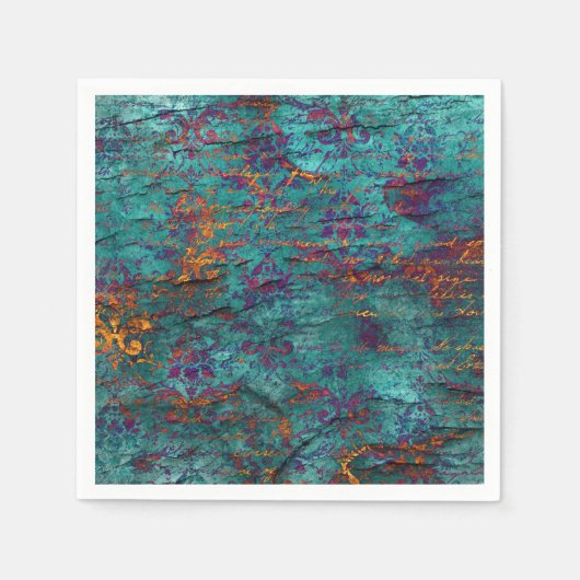 Einzigartiger Pfau aquamarin, magenta, lila blaue Serviette (Vorderseite)