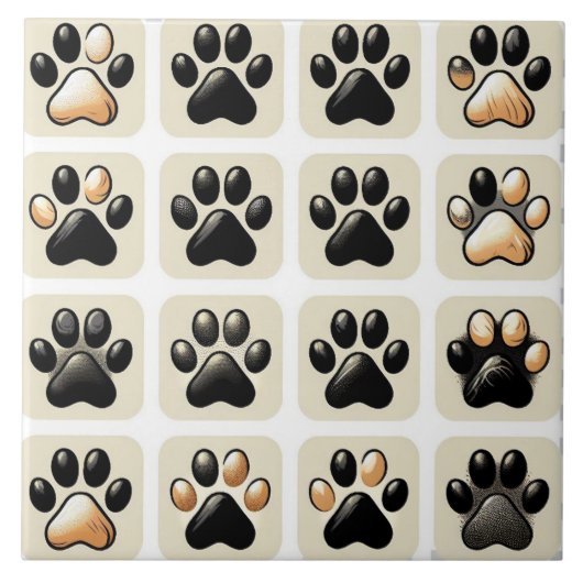 Einzigartiger Pfotendruck Fliese (Vorderseite)