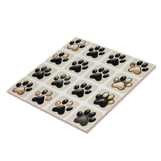 Einzigartiger Pfotendruck Fliese (Seite)