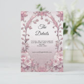 Einzigartiger Pink-Blumen-Detail-Verschlusskarte Begleitkarte (Stehend Vorderseite)