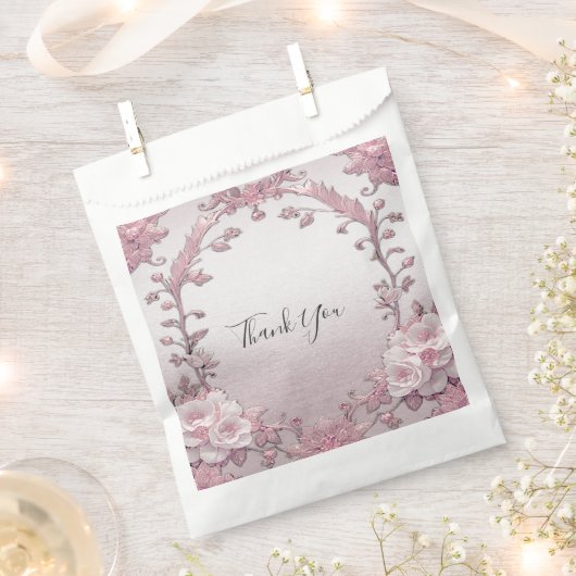 Einzigartiger Pink Floral Gevor Beutel Geschenktütchen (Ausgeschnitten)