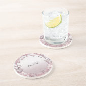 Einzigartiger Pink Floral Sandstone Untersetzer (Seite)