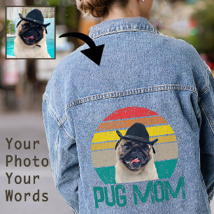 Einzigartiger Pug-Liebhaber-Mom-Grunge-Regenbogen- Jeansjacke