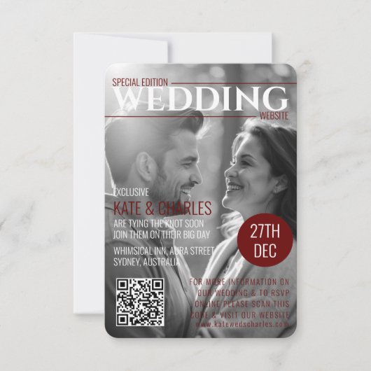 Einzigartiger QR-Code für das benutzerdefinierte M RSVP Karte (Vorderseite)