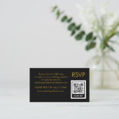 Einzigartiger QR Code schwarze Goldbriefe Hochzeit Begleitkarte (Stehend Vorderseite)