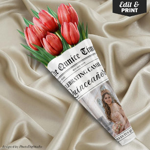 Einzigartiger Quinceañera-Blumenstrauß, Zeitung Geschenkpapier Set