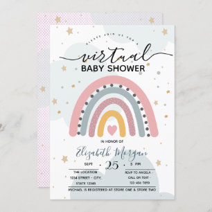 Einzigartiger Rainbow Dots Virtual Baby Shower Ein Einladung
