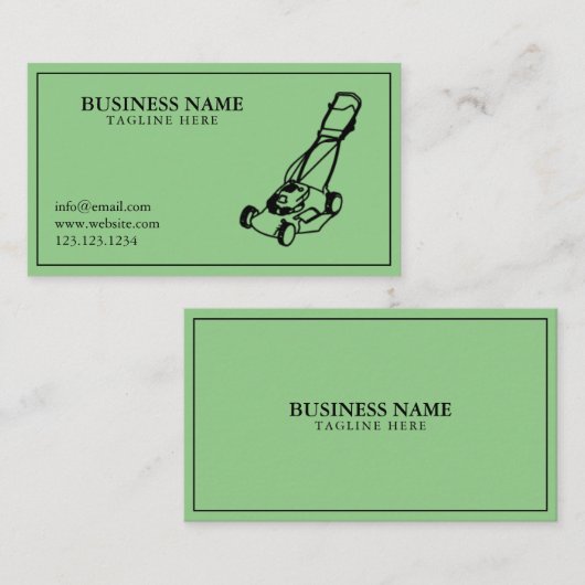 Einzigartiger Rasenmäherservice für Grüne und Schw Visitenkarte (Vorne/Hinten)