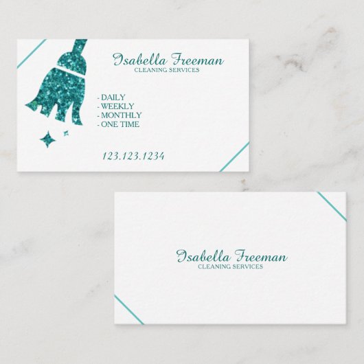 Einzigartiger Reinigungsservice für Aquamarine Gli Visitenkarte (Vorne/Hinten)